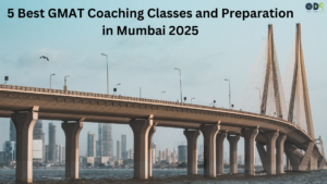 Infographic showcasing the top 5 GMAT coaching classes in Mumbai for 2025, including QDS Pro, IMS Learning Resources, Career Launcher, TIME Institute, and Jamboree Education with key features and contact details.